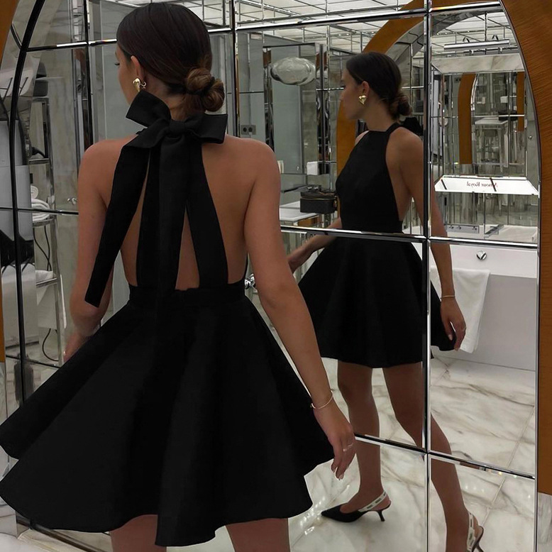 French-style Sexy Black High-waisted Sleeveless Halter-neck 2025 European And American New Spring Fashion Wholesale_ecoleips.com