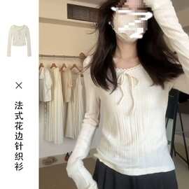 绝美新款感蝴蝶结早秋上衣chic设计长袖女秋冬打底衫修身