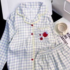 春秋睡衣女款长袖带胸垫居家云朵棉可爱大码女士家居服高级感套装