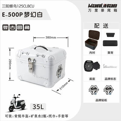Motorcycle trunk: is suitable for Sanyang Beiong - rounded-corner-hummingbird-dream-white-500pliningbackrest