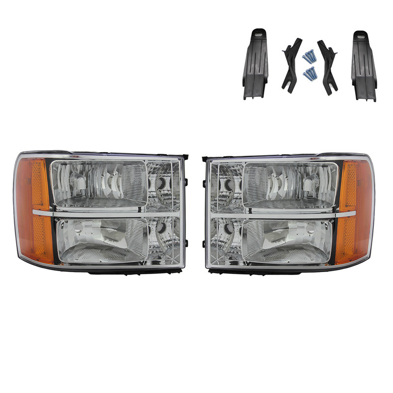 Aplicable a GMC07-13 Sierra faro estándar americano medio ensamblaje de halógeno original chapado con reflector lateral amarillo