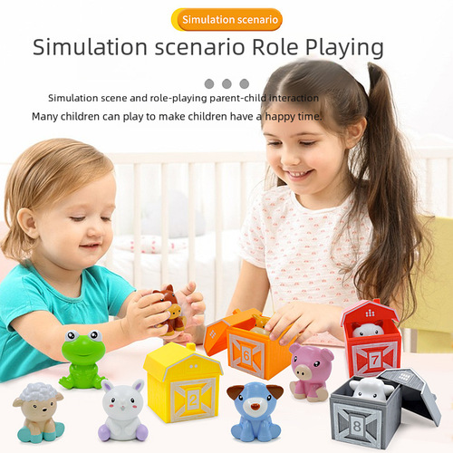 Cross-border enlightenment early education montessori toys counting matching puppet color rainbow house family cognition classification toys