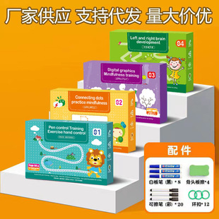 Pen Control Training Book for Kindergarten, Erasable Paper Book, Fun Children's Early Education Basic Handwriting Practice Cards