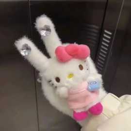 hellokitty毛绒手套针织冬季女可爱保暖防寒带钻爆闪五指学生少女