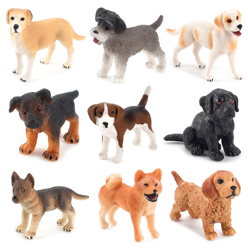 Simulación sólida modelo de perro mini cachorro de pelo dorado Schnauzer Ruichai perro Shapeper juguetes modelo de animal estático