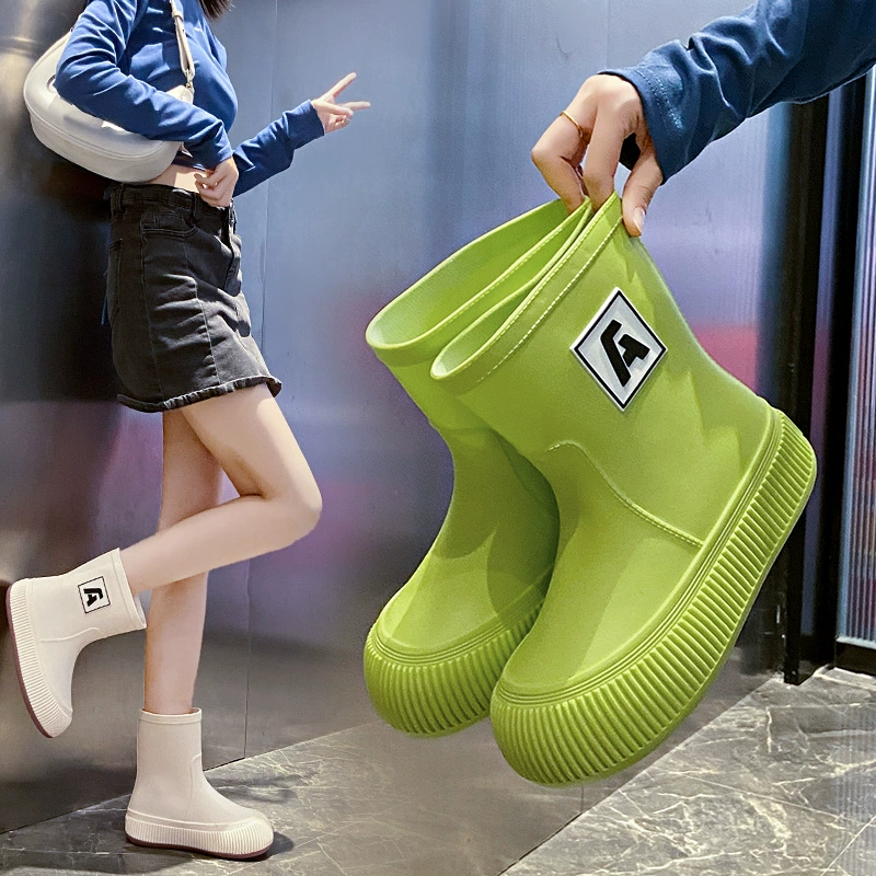 Высокое значение цвета водонепроницаемый корсета утолщенный теплый средний цилиндр сладкий женский модный дождевой сапоги родитель-ребенок противоскользящий утолщенный
