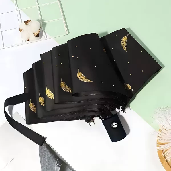 Gold-stitched feathers-Black【Auto】