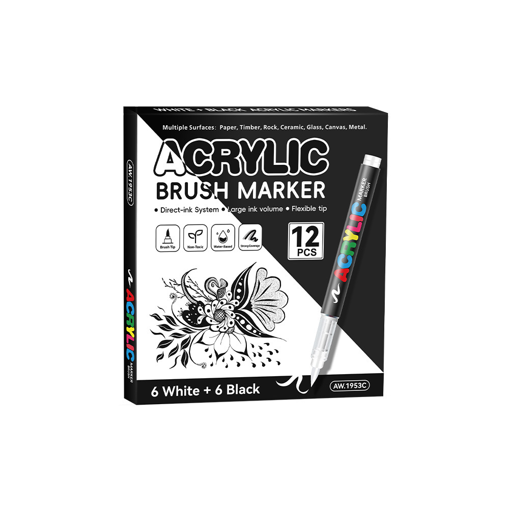 Líquido directo blando blanco y negro acrílico marcador de estudiantes de arte resaltado pinza de graffiti DIY pinza de dibujo a mano