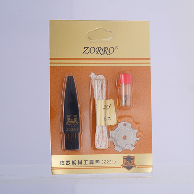 Zorro Z221 consumable tool kit, kerosene lighter consumable tool kit, four-piece set, flint, wick, and brush set Zorro Z221 consumable tool kit, kerosene lighter consumable tool kit, four-piece set, flint, wick, and brush set