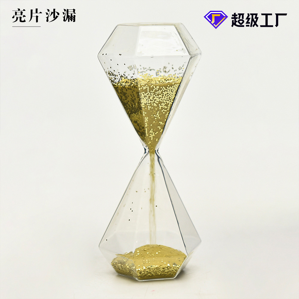 Dorado creativo diamante vidrio reloj de arena temporizador adornos para el hogar decoración de escritorio regalo artesanía de vidrio