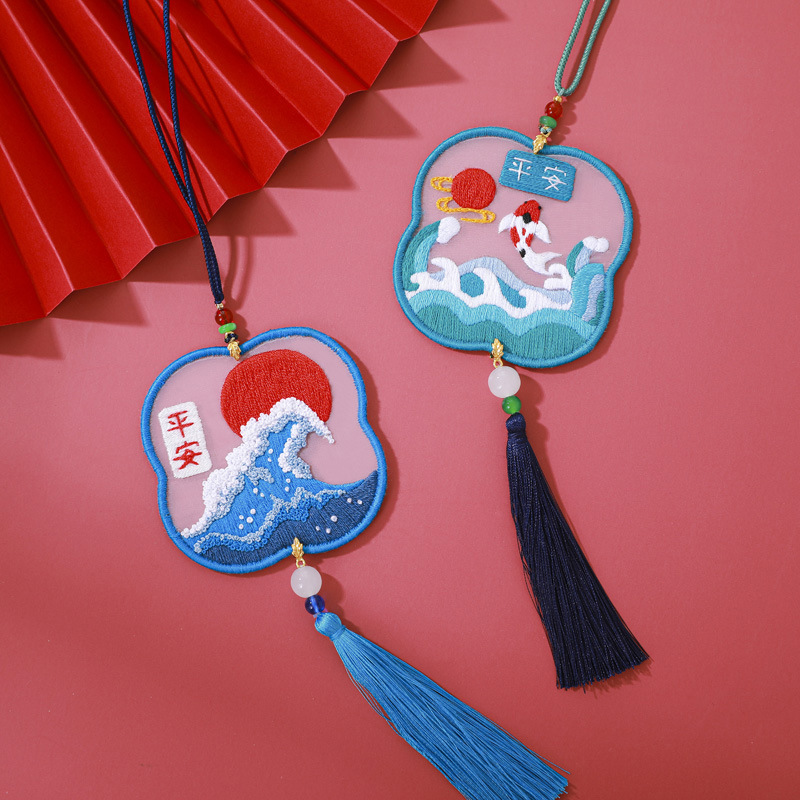 DIY bordado hecho a mano material paquete coche colgante seguro flor estilo antiguo creativo marcador bordado kit regalo auto-bordado