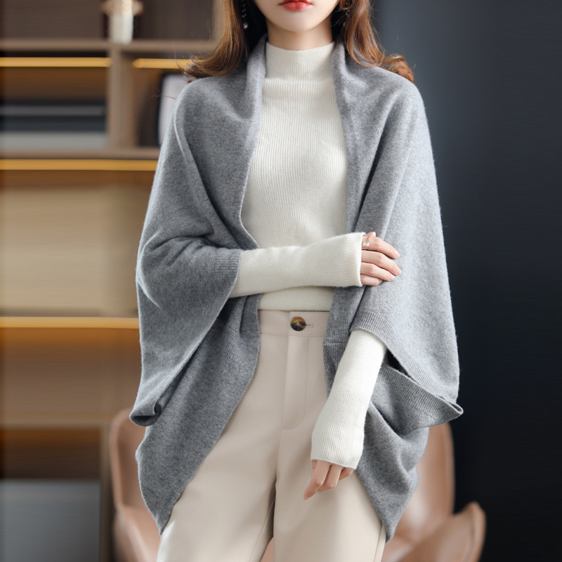 % Wool Shawl Scarf Women's Counter Quality Shoulder and Neck Jacket Classy Knitted Cardigan All Year Round Outer Cloak