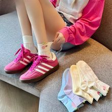 白色草莓袜子女夏季薄款纯棉中短袜可爱水果日系学生防臭短筒袜子