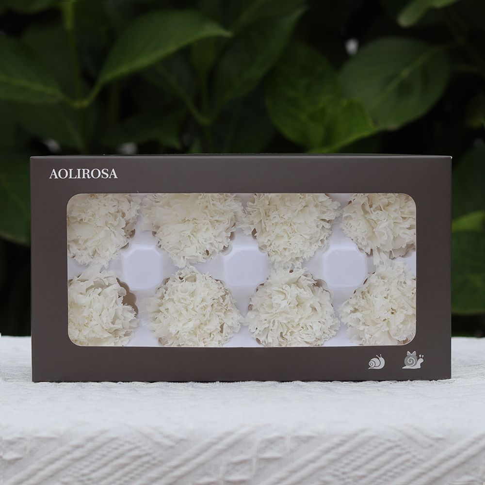Grado una flor eterna clavel flor cabeza 4-5cm8 DIY FLORAL enseñanza caja de regalo del Día de la Madre fábrica al por mayor