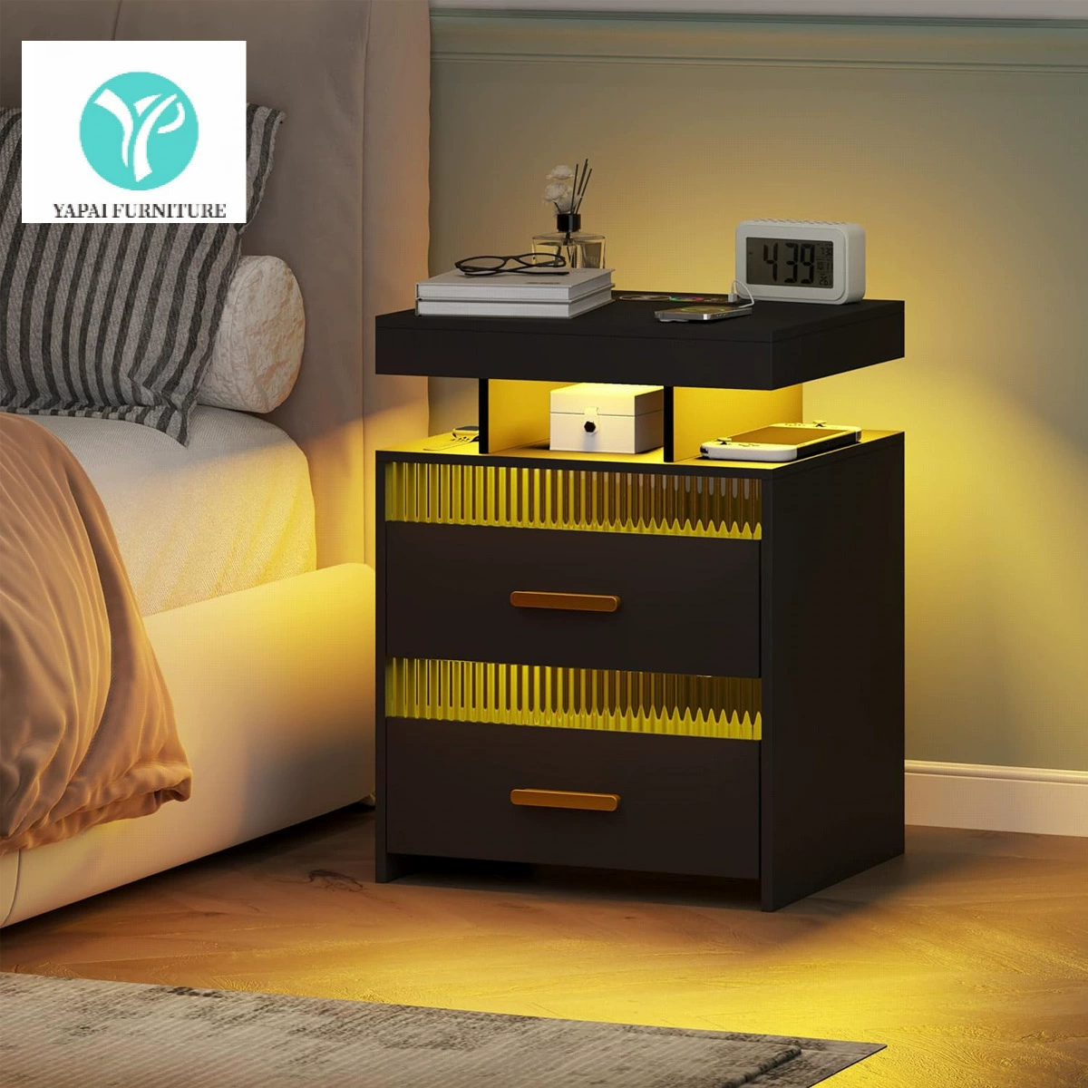 Прикроватная тумбочка Amazon, бестселлер, оптовая поставка от фабрики мебели, трансграничная поставка, умная прикроватная тумбочка для спальни