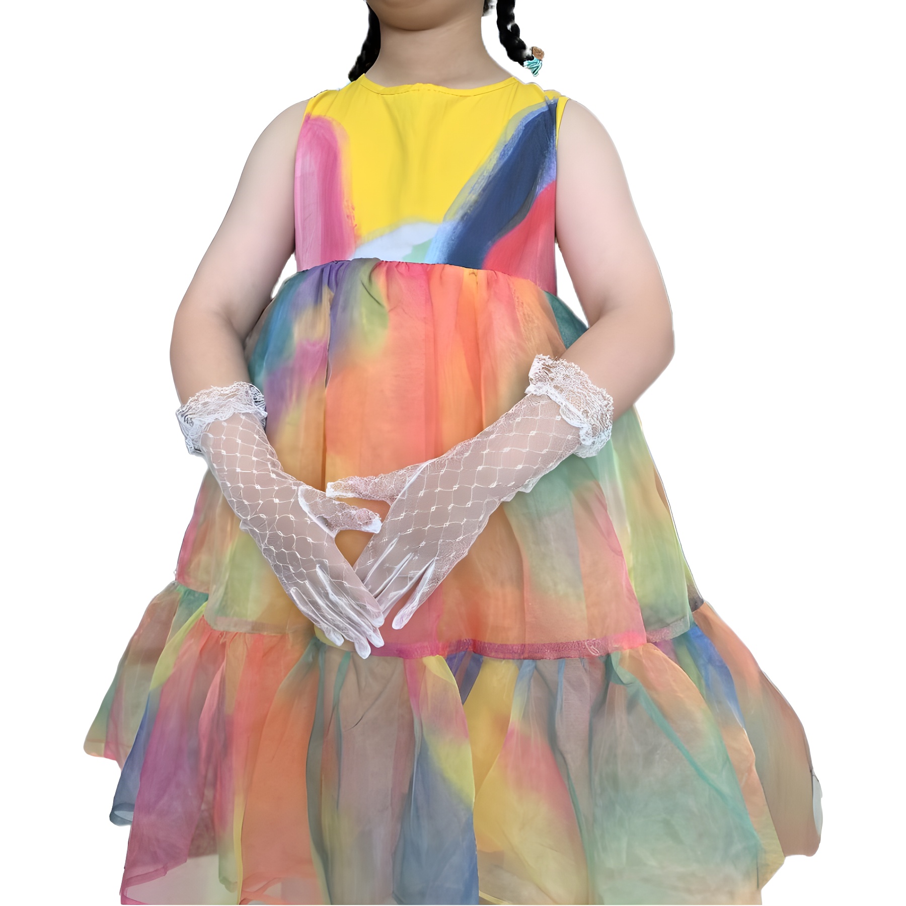 Children's gloves, small princess costume handmade, Hanfu, knitted accessory, lace summer dress 5