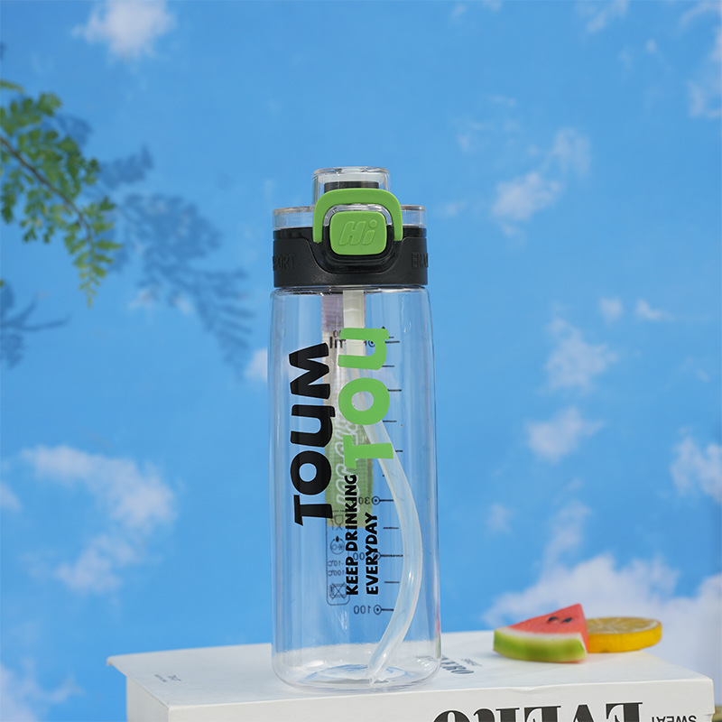 Vaso deportivo personalizado, gran capacidad, vaso portátil con pajita, vaso para fitness al aire libre con asa, vaso de agua de plástico simple, vaso espacial