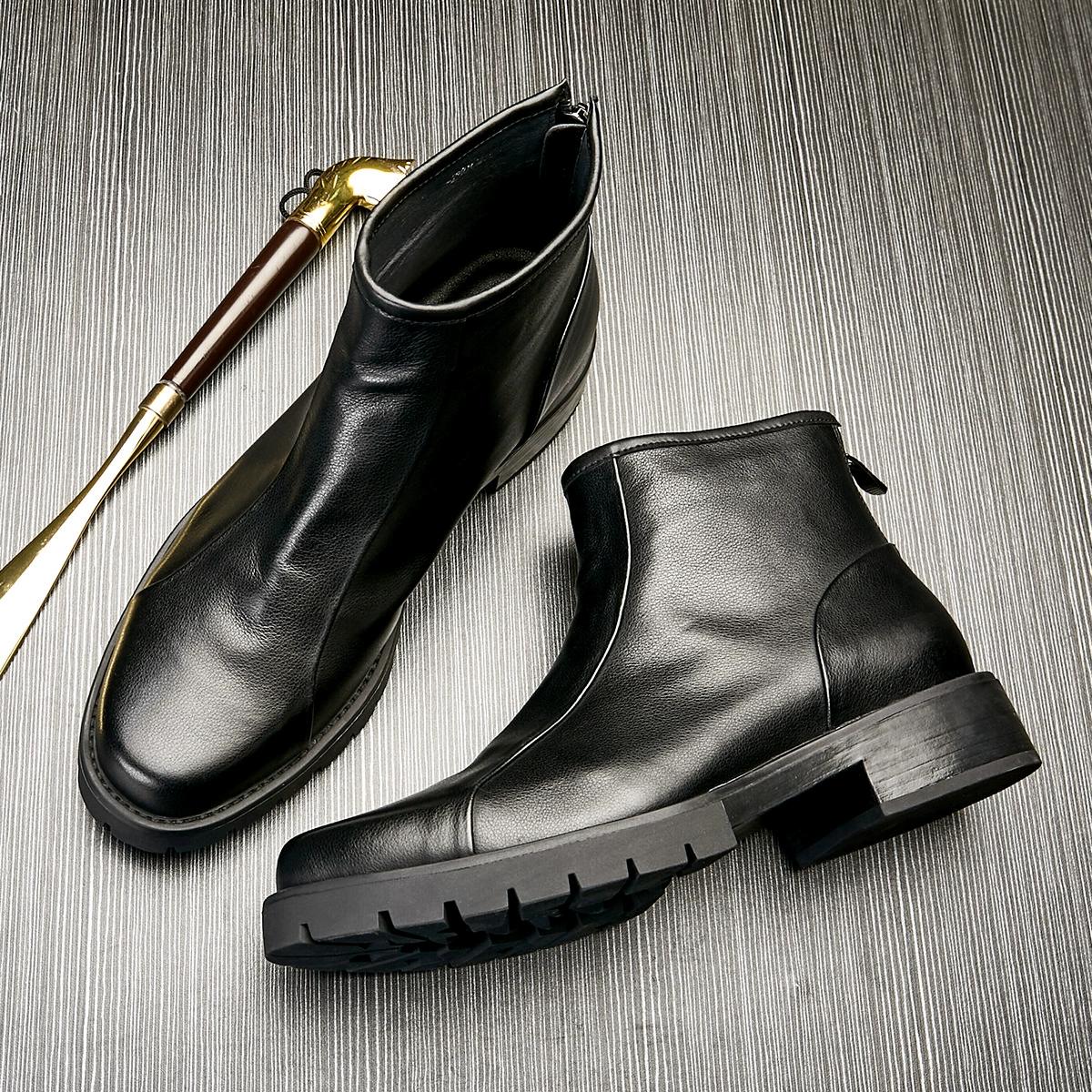 Платиновые осенне-зимние модные ботинки Martin Wei, мужские кожаные ботинки в британском стиле, средней помощи, модные мужские ботинки челси на молнии
