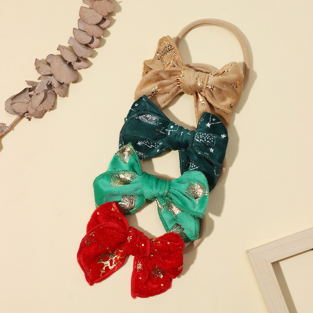 Cross-border New Foreign Trade Children's Hair Accessories Baby Bow Digital Printed Hair Band Christmas Holiday Baby Headband_voghion.com