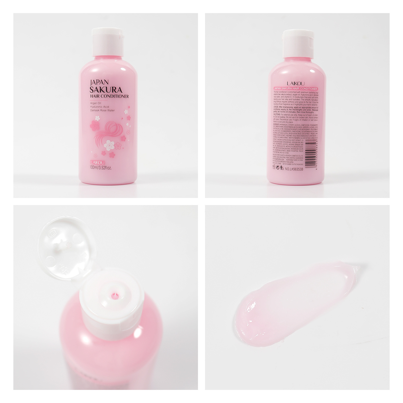Cross-border LAIKOU Cherry Blossom Conditioner 100ml, Smooth Hair, Moisturize split ends, factory in stock wholesale Specification drawing