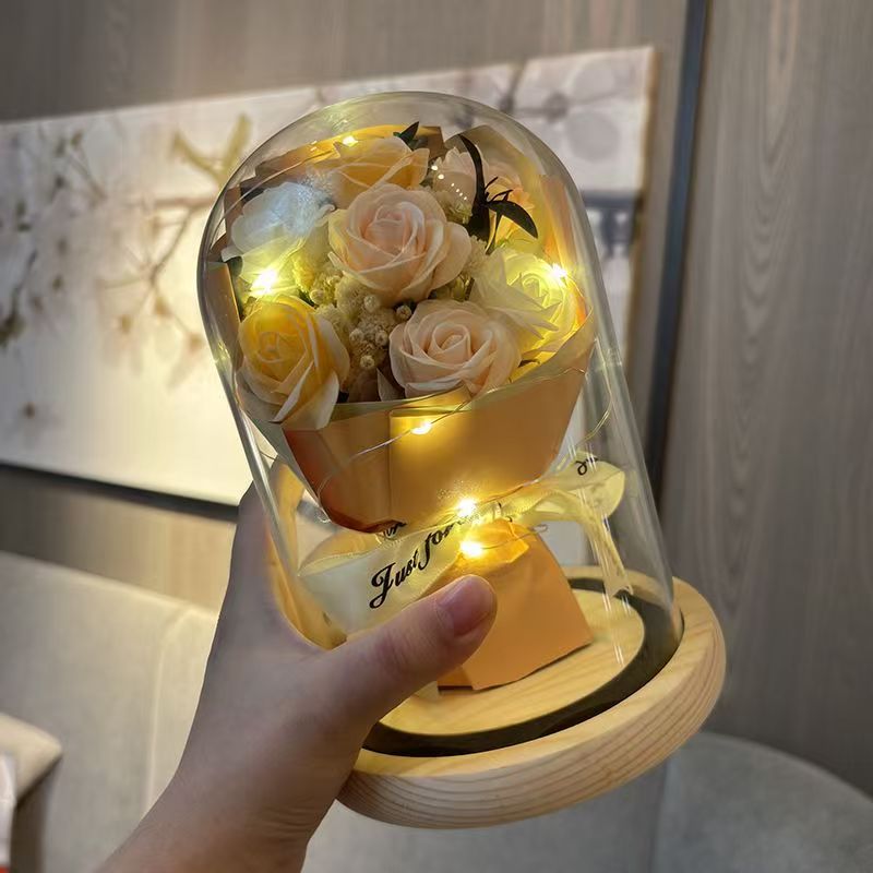 Simulación inmortal flor seca copa de vidrio ramo de flores acompañante regalo de decoración de escritorio para el hogar regalo de cumpleaños 520