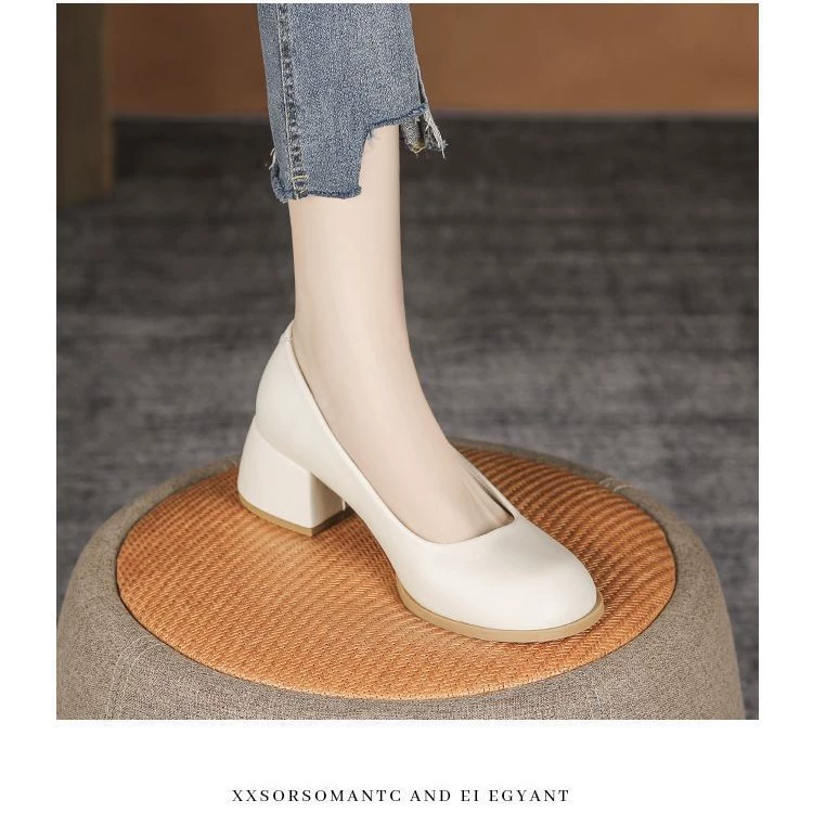 Французские минималистские не совсем белые маленькие кожаные туфли Мэри Джейн 2023 новые кожаные туфли с небольшим ртом