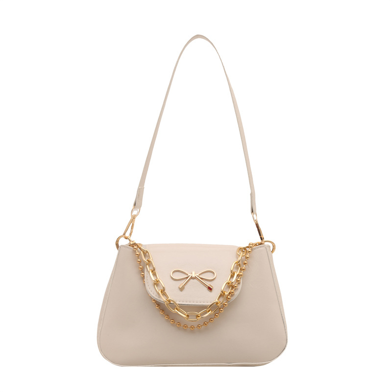 2025 nuevo estilo de color sólido tendencia primavera casual bowknot cadena de mujer axila de un solo hombro bandolera mujer