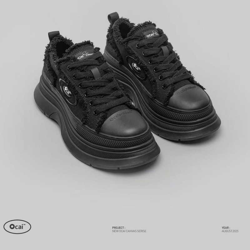 Ocai Parie Boote 经典白厚底增高帆布鞋 国潮时尚撞色复古休闲鞋|undefined
