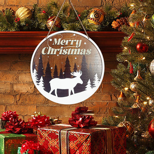 In-Stock Wooden Christmas Reindeer Layered Hanging Sign Christmas Wooden Door Sign Christmas Tree Decoration Front Door Welcome Sign