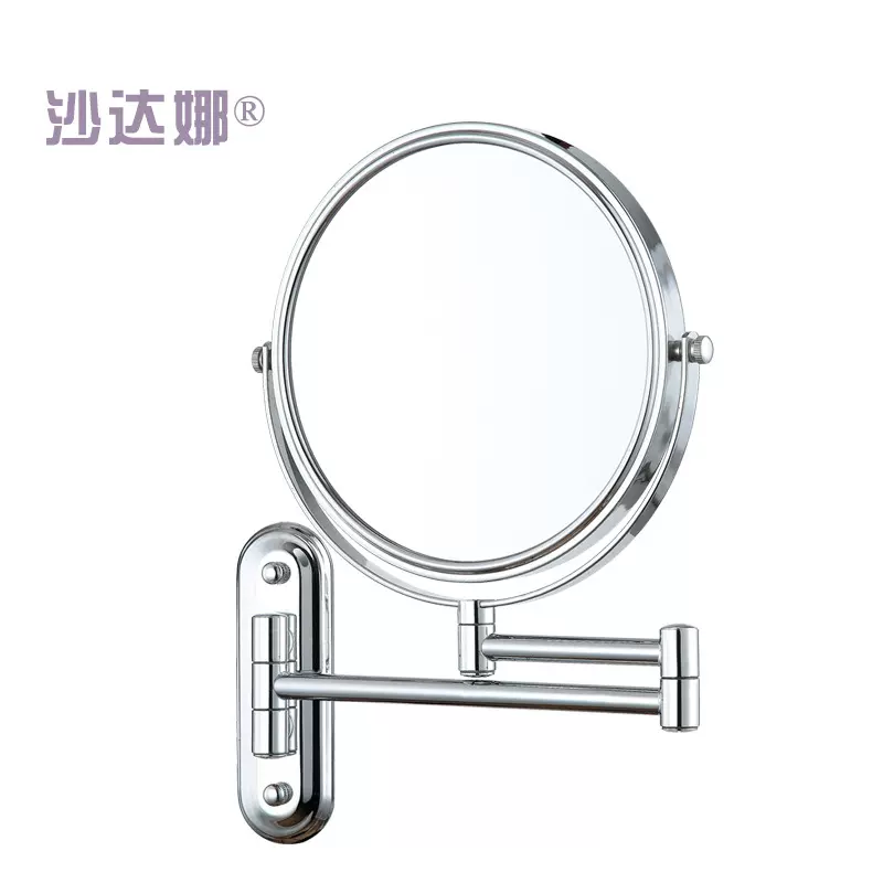 厂家批发酒店工程浴室化妆镜壁挂伸缩折叠放大镜铁艺可旋转双面镜