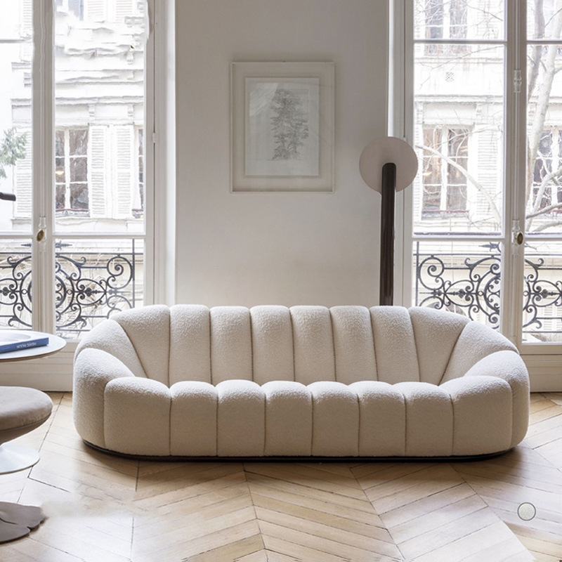 北欧轻奢布艺沙发南瓜创意美容院设计师样板间极简网红羊羔绒沙发