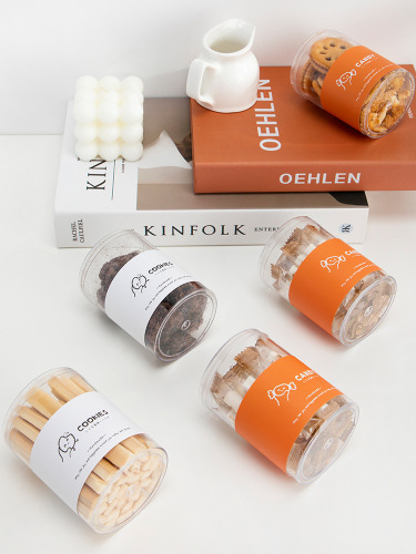 PS transparent plastic jar round cookie sandwich biscuit packaging box milk bar candy packaging sealed jar