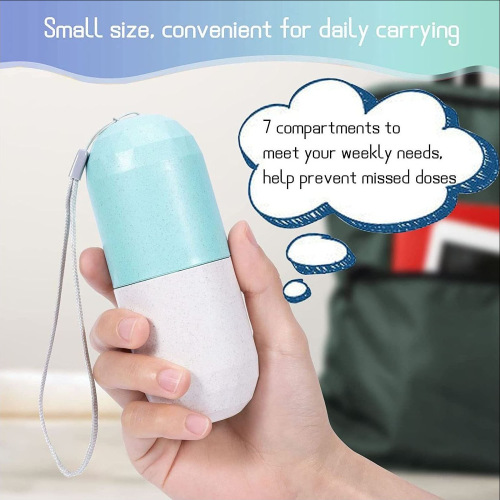 Amazon Best Selling Grain Wheat Portable Medicine Box Sealed 7 Days Medicine Box Portable Waterproof Travel Capsule
