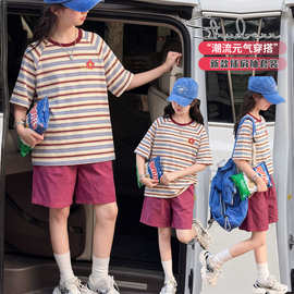 女童套装夏装2026新款洋气儿童夏季短袖短裤女孩大童时髦休闲衣服