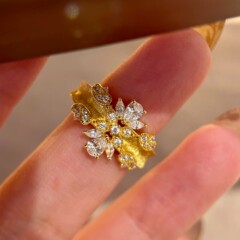 新款蕾丝星辰戒指女闪钻拉丝气质轻奢小众高级感简约百搭设计指环
