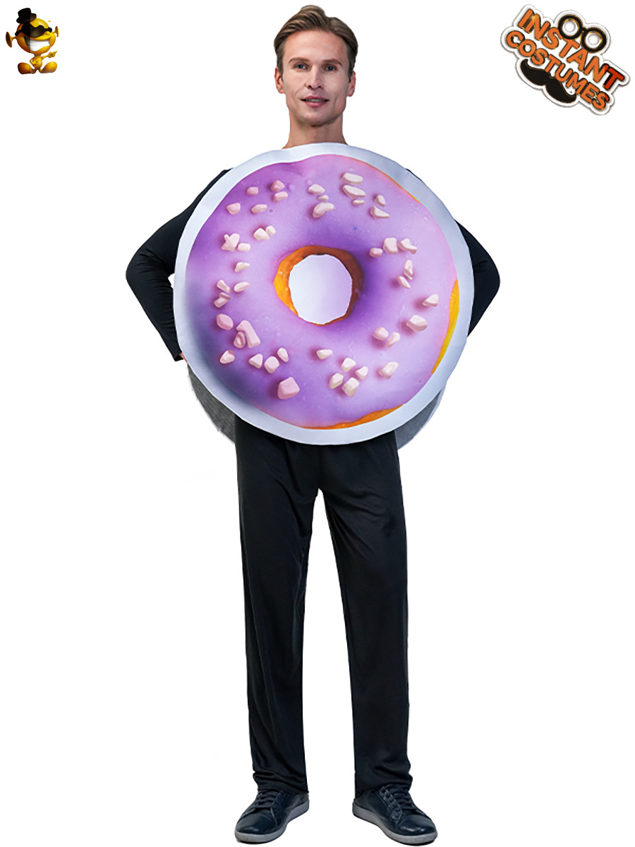 Los niños adultos de los hombres y las mujeres Funny donut traje spoof alimentos Cosplay partido apoyos del funcionamiento