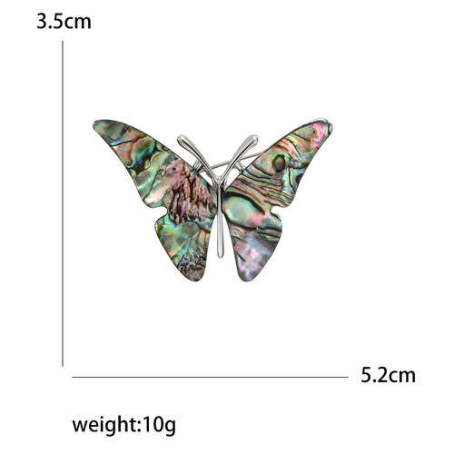 European and American fashion texture natural abalone shell butterfly brooch personalized high-end rhinestone corsage coat clothing pin