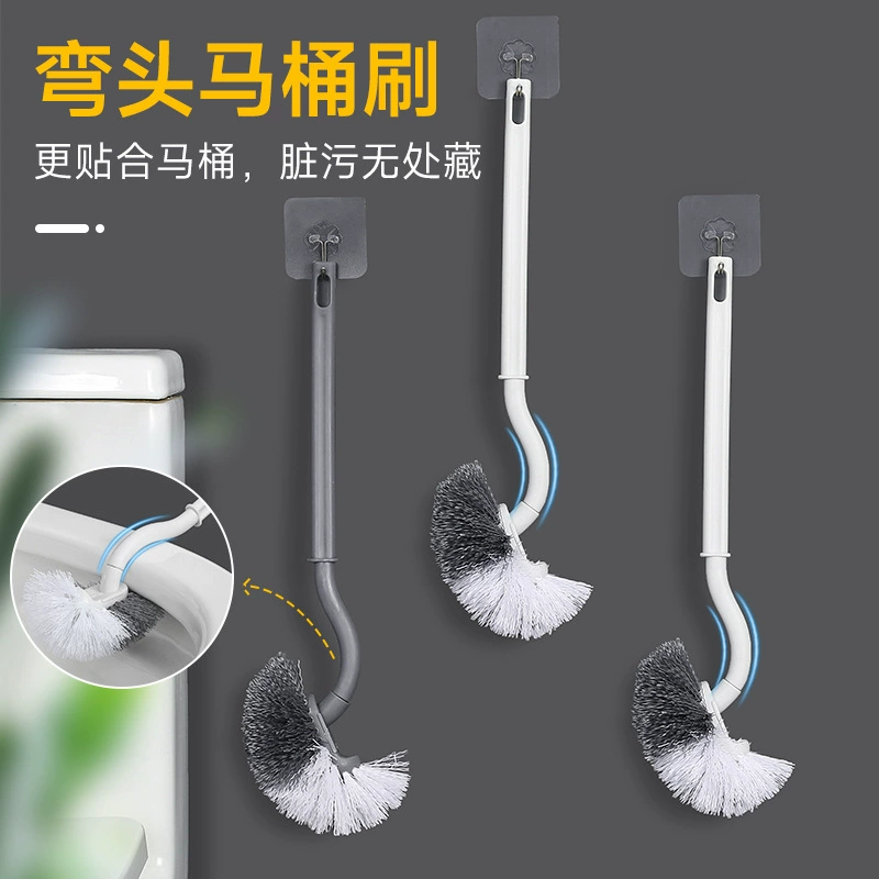 Бытовая щетка для унитаза с изогнутой длинной ручкой 2023 Новая щетка для чистки туалета без мертвого угла Мягкая шерстяная щетка для унитаза