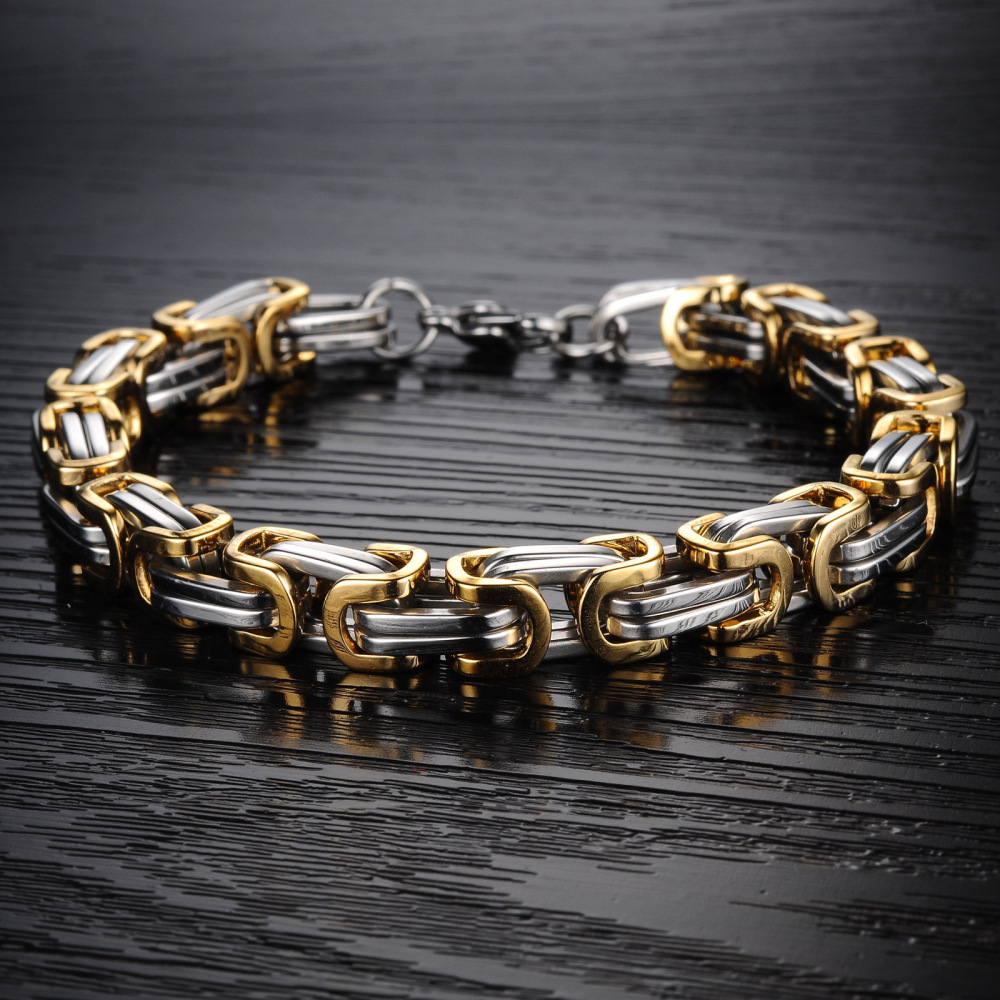 Retro Punk Color Block Titanium Steel Plating Men's Bracelets Necklace Men Necklace Sets display picture 15