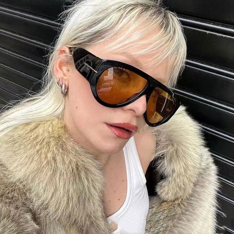 2024 nuevo espejo de sapo de marco grande en forma de T transfronterizo, película marina europea y americana, personalidad masculina y femenina, gafas de sol al aire libre de tendencia