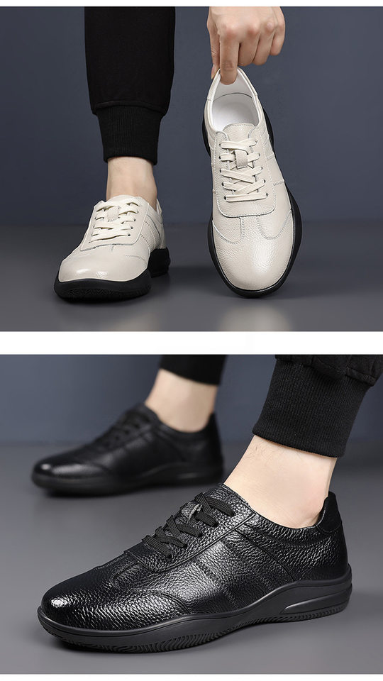Giày da lỗ nam da bò lớp đầu, đế mềm chống trượt, thoáng khí, kiểu sneaker thể thao — Giày bệt GX màu trắng kem 88332, Giày bệt GX màu đen 88332 chi tiết 18