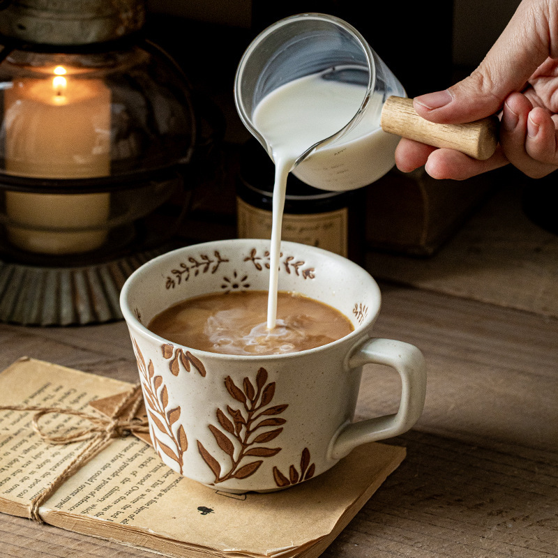 Japanese-Style Handmade Coarse Pottery Coffee Cups, Set of 4, Vintage Ceramic Mugs for Home Use, Couple's Drinking Cups, Cross-Border Export Japanese-Style Handmade Coarse Pottery Coffee Cups, Set of 4, Vintage Ceramic Mugs for Home Use, Couple's Drinking Cups, Cross-Border Export