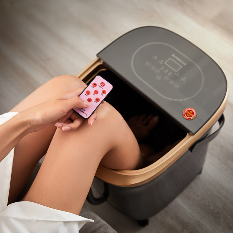 Foot bath basin foot therapy over calf, plug-in constant temperature foot soaking tub, household automatic heating foot washing tub, fully automatic pressing