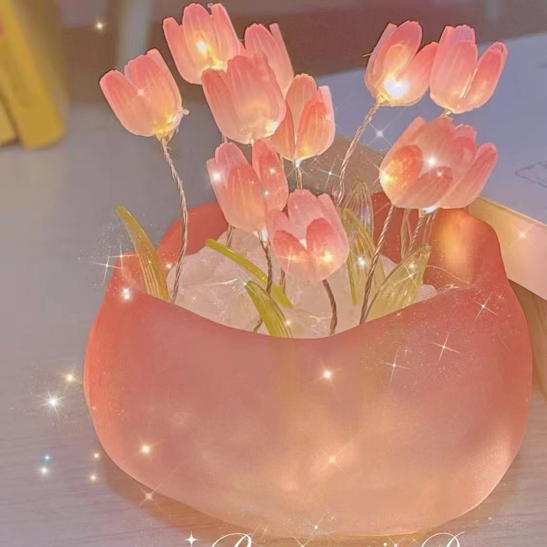 Copa de calabaza transfronteriza tulipanes diy luces nocturnas románticas tulipanes luces de calabaza luces de atmósfera creativas Qixi Festival de Medio Otoño
