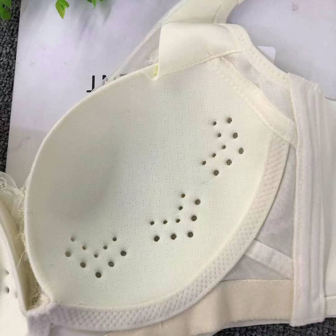 Nuevo sujetador de alta calidad de moda de encaje jacquard transpirable y cómodo ajuste lateral de pecho de cuatro botones ropa interior mujer