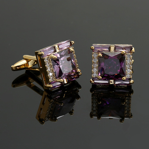 Tough square diamond men's zircon crystal cufflinks light luxury French shirt suit cufflinks cufflinks cross-border