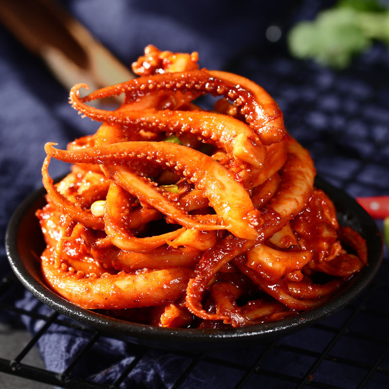 香辣鱿鱼零食小吃休闲食品批发即食海鲜熟食好吃的麻辣铁板鱿鱼须