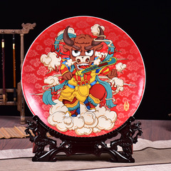 Ceramic good luck hanging plate TV cabinet wine cabinet entrance hall office decorative ornaments plate placement