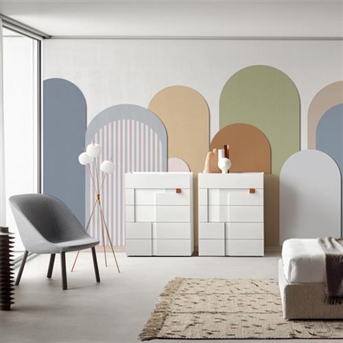 莫兰迪色墙纸 几何拼色壁纸北欧ins风客厅儿童卧室无缝墙布幼儿园