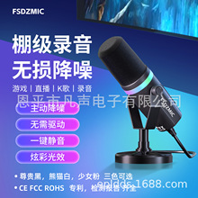 直供跨境XLR/USB动圈双用RGB麦克风 电脑竞技话筒 usb手机电脑录